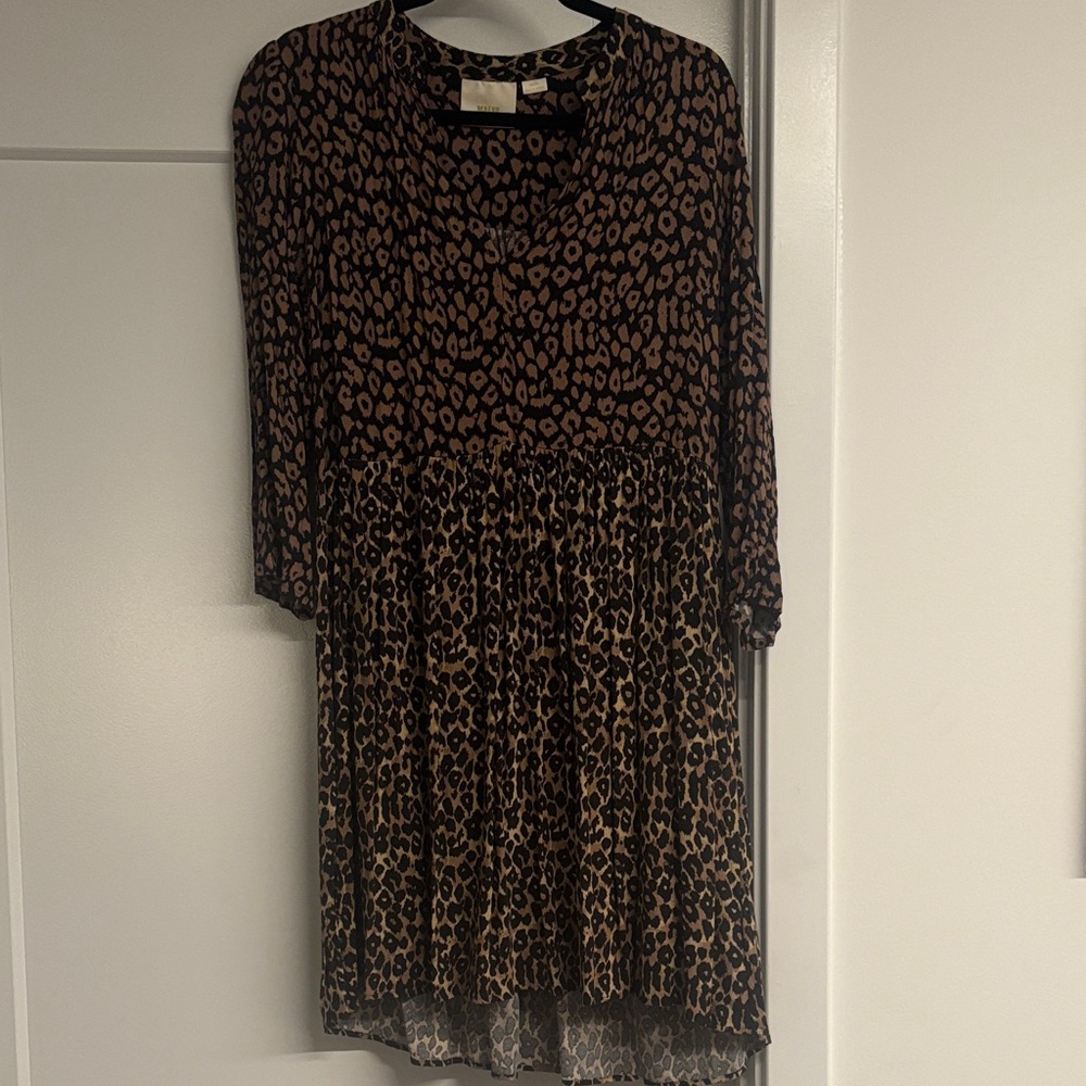 Maeve Leopard Print Dress - Black and Brown